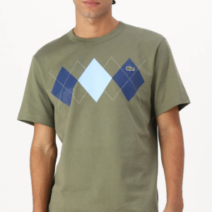 Green Printed Lacoste Replica T-Shirt Front View